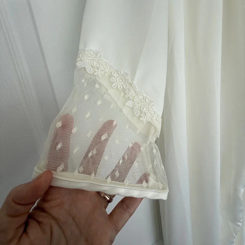 Bridal Ivory Lace Robe Set Flora Nightgown Slip‎ Honeymoon Romantic S